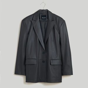 BEDFORD OVERSIZED BLAZER (LEATHER) - BLACK SIZE 6 - MADEWELL